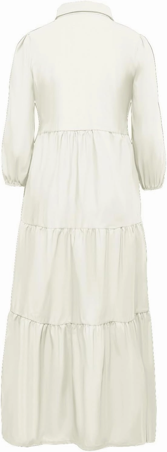 Maxi Dress for Women Casual 2024 Button Down V-Neck Lapel a Line Pleated Shirt Dress Plus Size Fall Flowy Long Dress