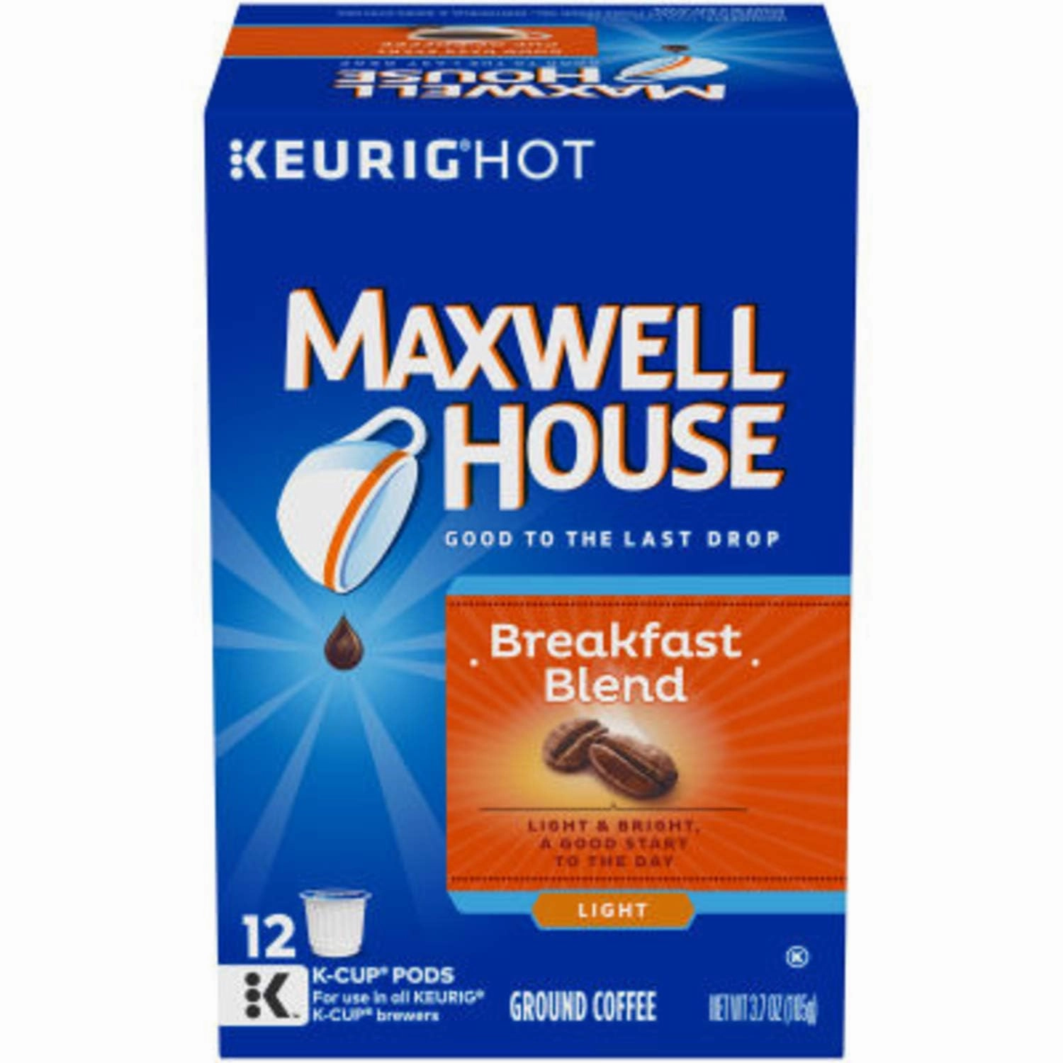 Maxwell House Cafe Collection K-Cup Pods, House Blend Decaf Medium, 12 CT   Breakfast Blend Light, 12 CT (Variety Pack)