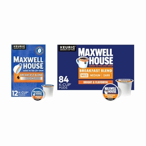 Maxwell House House Blend Medium Roast K-Cup Coffee Pods 84 CT   Breakfast Blend Light Ground Coffee K-Cup Pods 12 CT (Variety Pack)