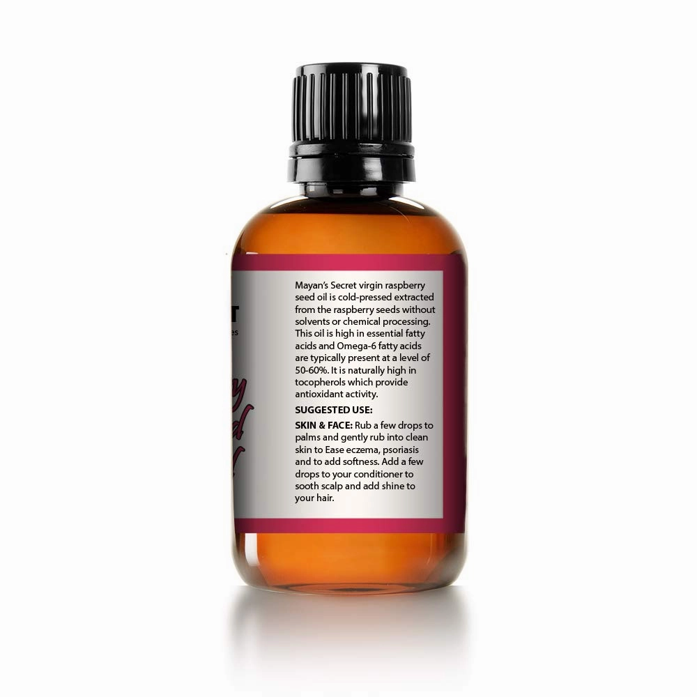 Mayan's Secret Red Raspberry Seed Oil Cold Pressed Unrefined (Virgin) Undiluted 100% Natural for face, hands,scars and breakouts (1 fl oz) (Red Raspberry Seed Oil, 4 fl oz)