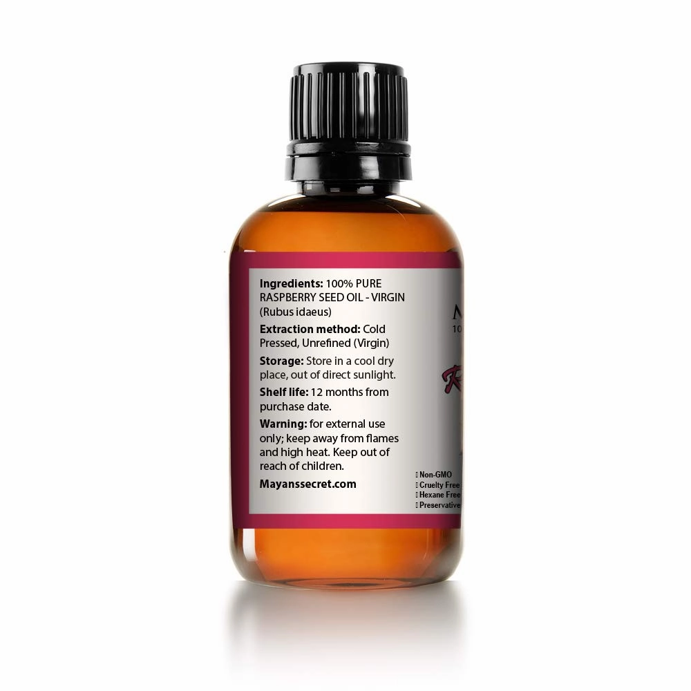 Mayan's Secret Red Raspberry Seed Oil Cold Pressed Unrefined (Virgin) Undiluted 100% Natural for face, hands,scars and breakouts (1 fl oz) (Red Raspberry Seed Oil, 4 fl oz)