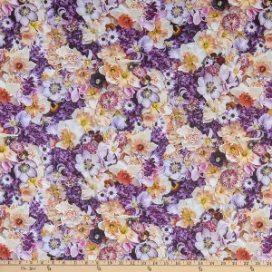 Maywood Studio Hand Picked First Light Peach Beauty Purple/Peach Fabric by The Yard