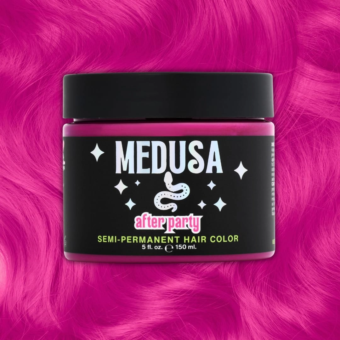 Medusa Semi-Permanent Hair Color, Vegan and Cruelty-Free Hair Dye, Last up to 24 Washes, Non-Damaging Conditioning Hair Color (Hot Pink, 5 fl oz)