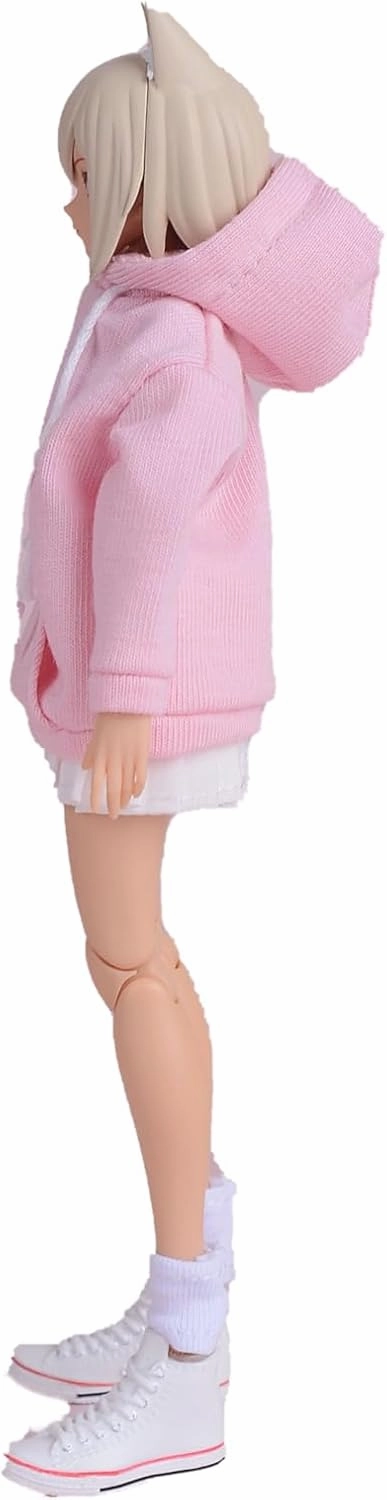 Meetoget 1/12 Scale Female Figure Doll Hoodie Woman's Dress Clothes Set for 6 inch Action Figure PL003,Pink