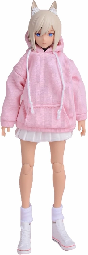 Meetoget 1/12 Scale Female Figure Doll Hoodie Woman's Dress Clothes Set for 6 inch Action Figure PL003,Pink