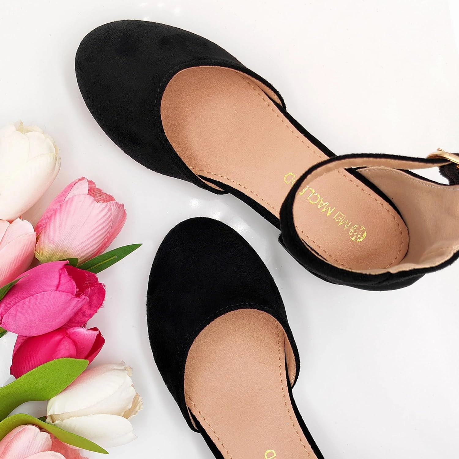 Mei MACLEOD Girls Dress Shoes Sparkly Princess Low Heel Shoes Chunky Heels with Ankle Strap for Wedding Holiday Party
