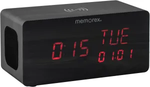 Memorex MX-CRBT250 | Bluetooth LED Alarm Clock with 10W Fast Wireless Charging, Adjustable Dimmer, Dual Stereo Speakers, Large Red LED Display, Bluetooth 5.0 Audio Streaming | Ultimate Bedside Clock