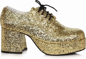 Men's Gold Glitter Platform Shoes Small