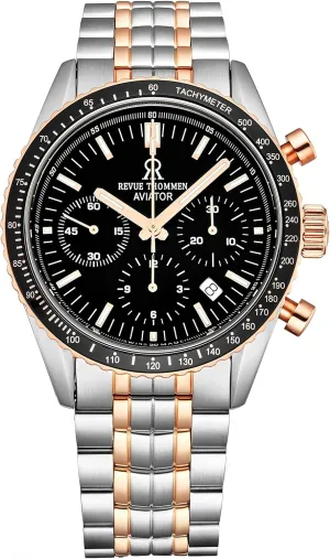 Men's 17000.6157 'Aviator' Black Dial Two-Tone Chronograph Automatic Watch