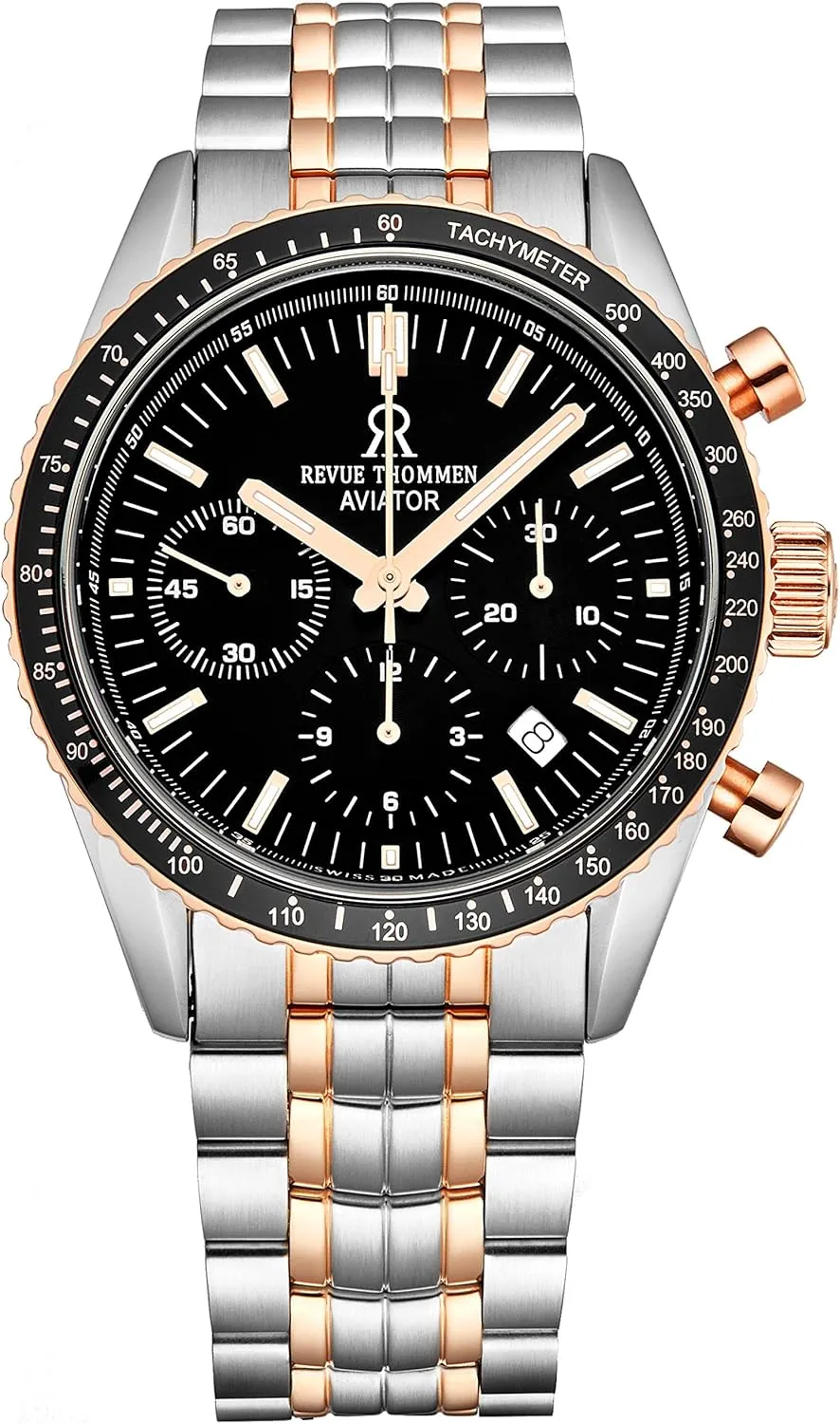 Men's 17000.6157 'Aviator' Black Dial Two-Tone Chronograph Automatic Watch