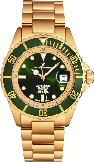 Men's 'Diver' Green Dial Stainless Steel Bracelet Swiss Automatic Watch 17571.2464