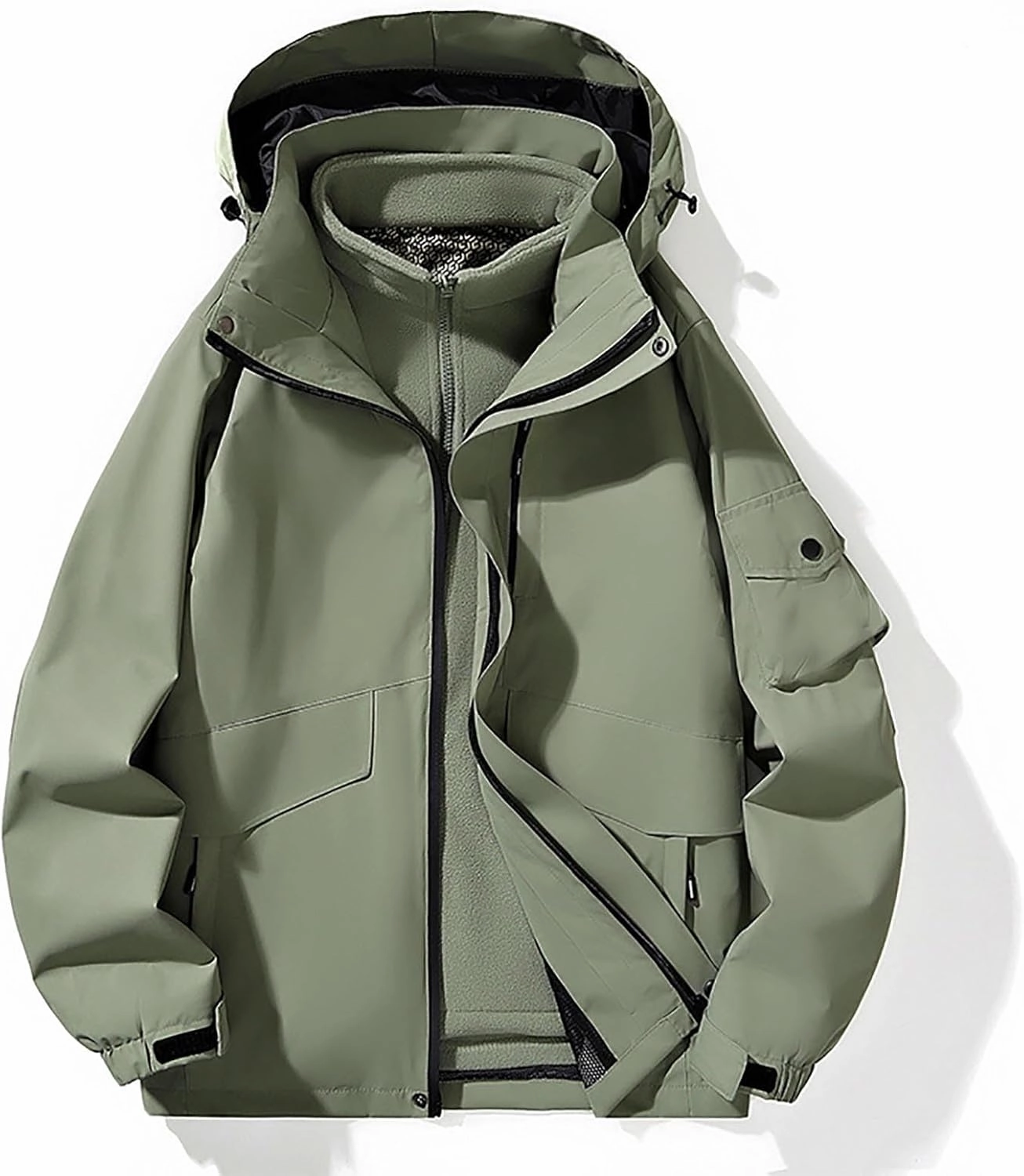 Mens Windbreaker Jackets Lightweight Rain Jacket Men Waterproof Winter Outdoor Coat for Men with Detachable Lining S-5XL