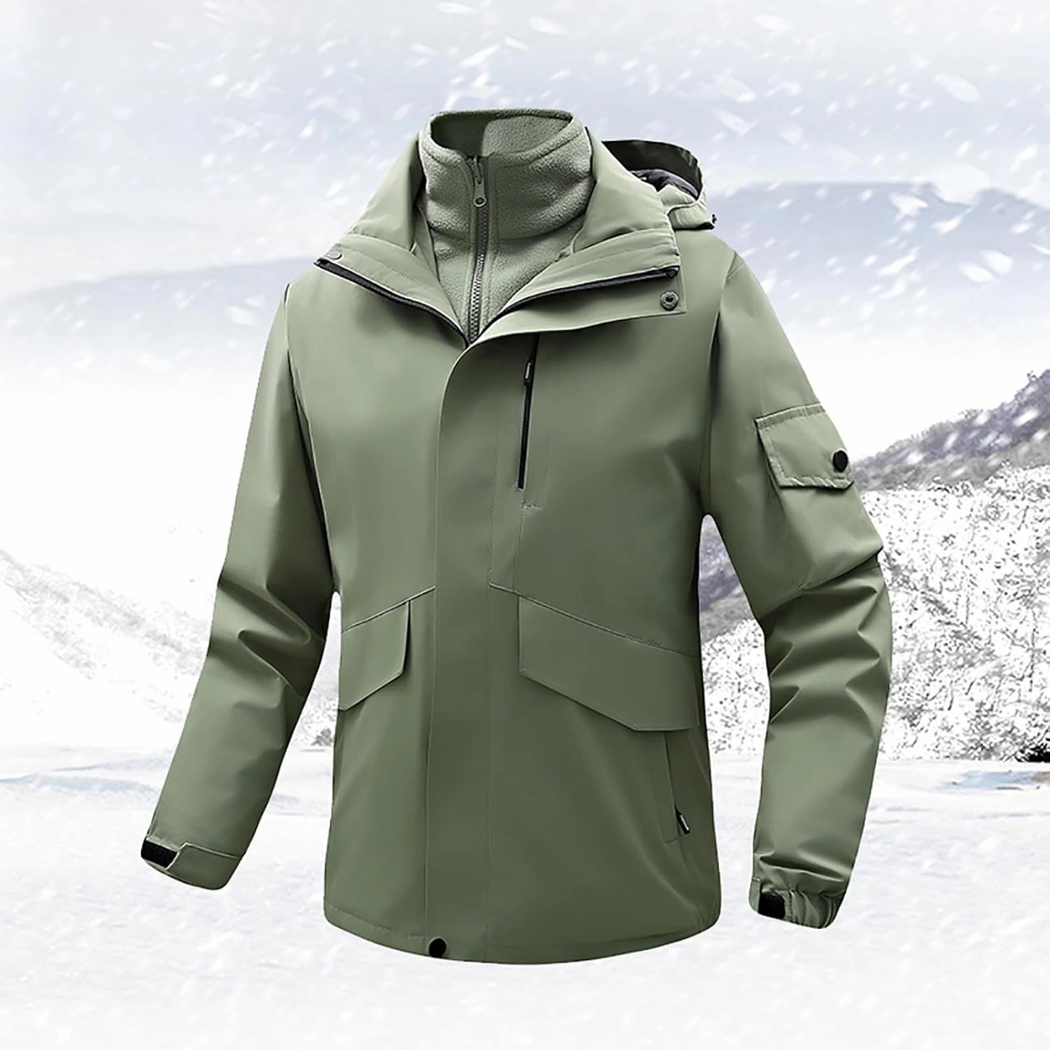 Mens Windbreaker Jackets Lightweight Rain Jacket Men Waterproof Winter Outdoor Coat for Men with Detachable Lining S-5XL