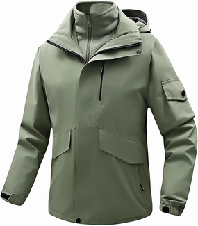 Mens Windbreaker Jackets Lightweight Rain Jacket Men Waterproof Winter Outdoor Coat for Men with Detachable Lining S-5XL