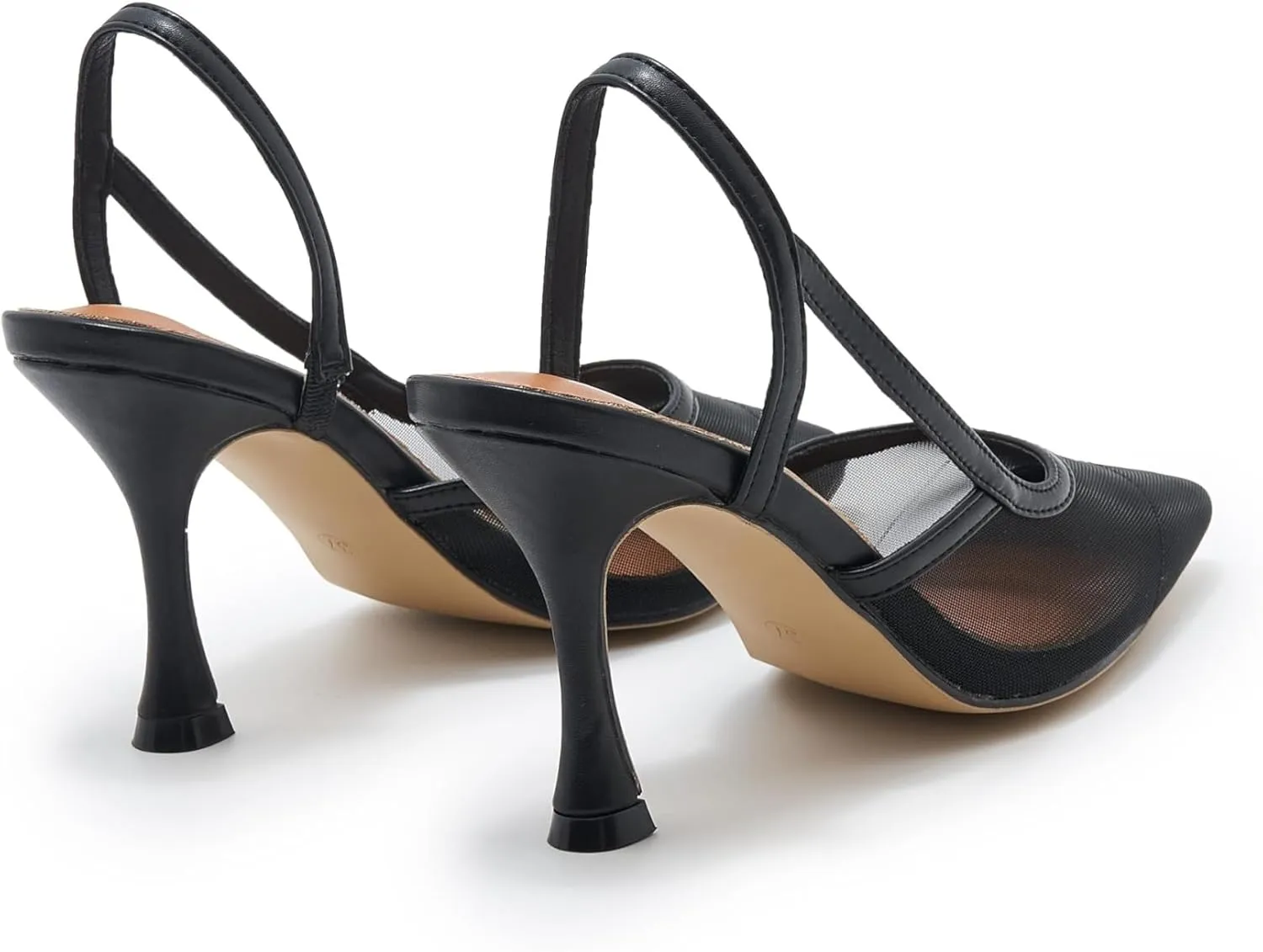 Mesh Slingback Pumps for Women, Pointed Toe Backless High Heels Casual Stiletto Heel Sandals Slip On Party Dress Shoes