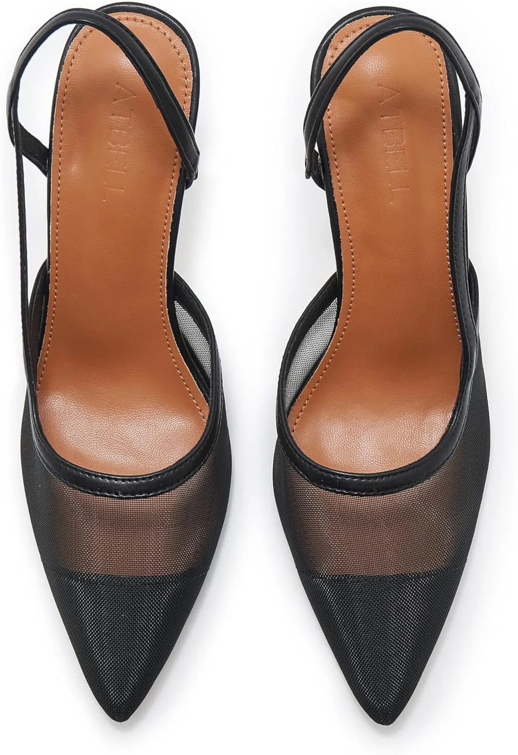 Mesh Slingback Pumps for Women, Pointed Toe Backless High Heels Casual Stiletto Heel Sandals Slip On Party Dress Shoes