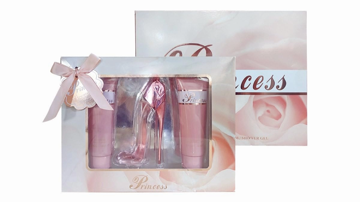 META-BOSEM 3 Sets (Prinss Red Prinss Pink Prinss Gold) of Women's Fragrance Set - Sweet Floral Scent - Great Holiday Gift - a High-Heel Classic Bottle (90ml Shower Gel 50ml EDT 90ml Body Lotion)