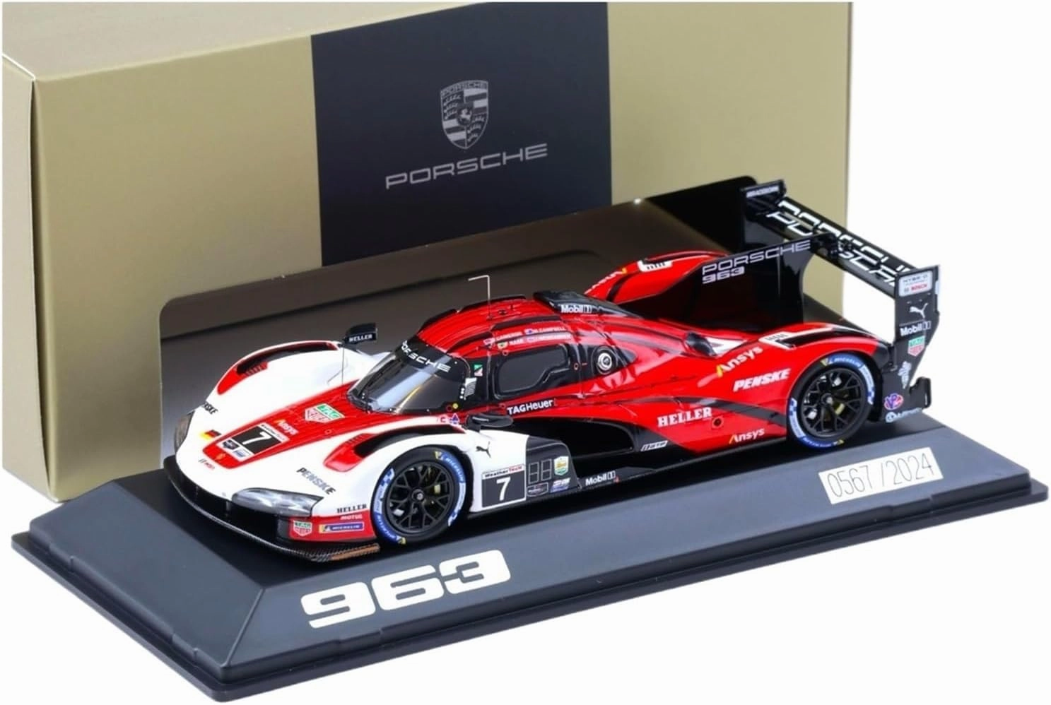 Metal Toy Vehicle 1:43 Spark for Porsche Original 963#7 Daytona Winning 2024 Red/Black Resin Miniature Racing Car Model Scale Vehicles