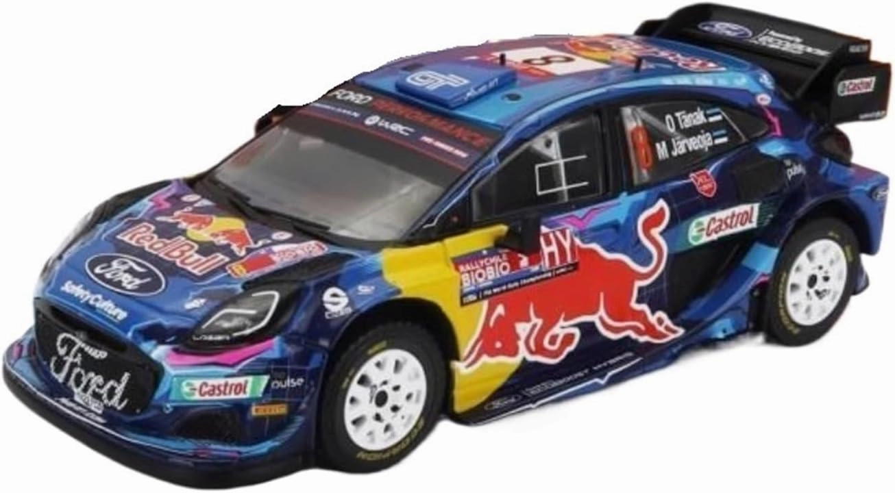 Metal Toy Vehicle IXO Puma for Ford 2023 Chile Winning Rally RED Bull 1/43 Alloy Simulation Miniature WRC Scale Vehicles