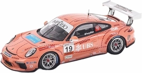 Metal Toy Vehicle Resin for Porsche 911 Gt3 Carrera Cup 1/43 2018 Spark Pink Pig Miniature Racing Car Model Collection Scale Vehicles