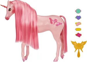 MGA Entertainment Dream Ella Candy Unicorn Cherry, Glitter Lollipop Themed Pink Unicorn Horse with 5 Candy Scented Hair Clips, Brush and Scratch 'N Sniff Tag, Gift for 3-8 Years