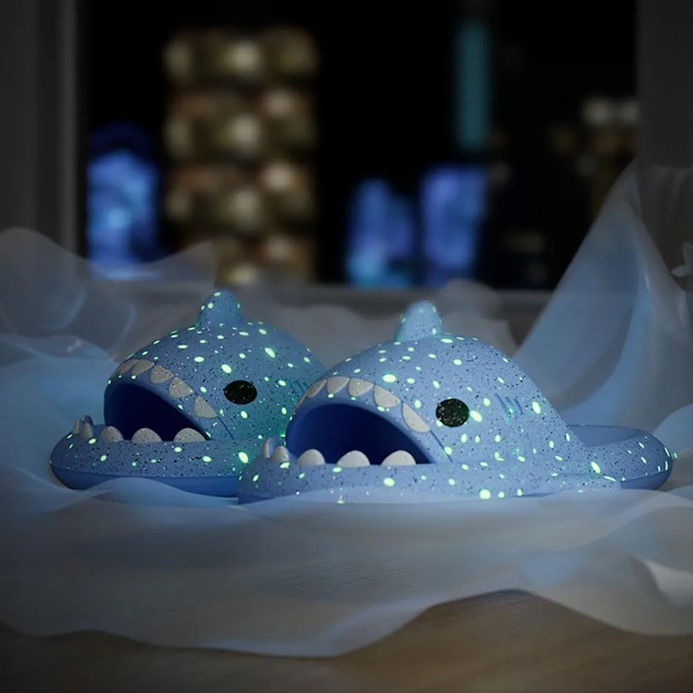 Miahhy Galaxy Shark Slides, Galaxy Shark Slides Glow in the Dark, Cloud Shark Slippers, Shark Flip Flops Non-slip Open Toe