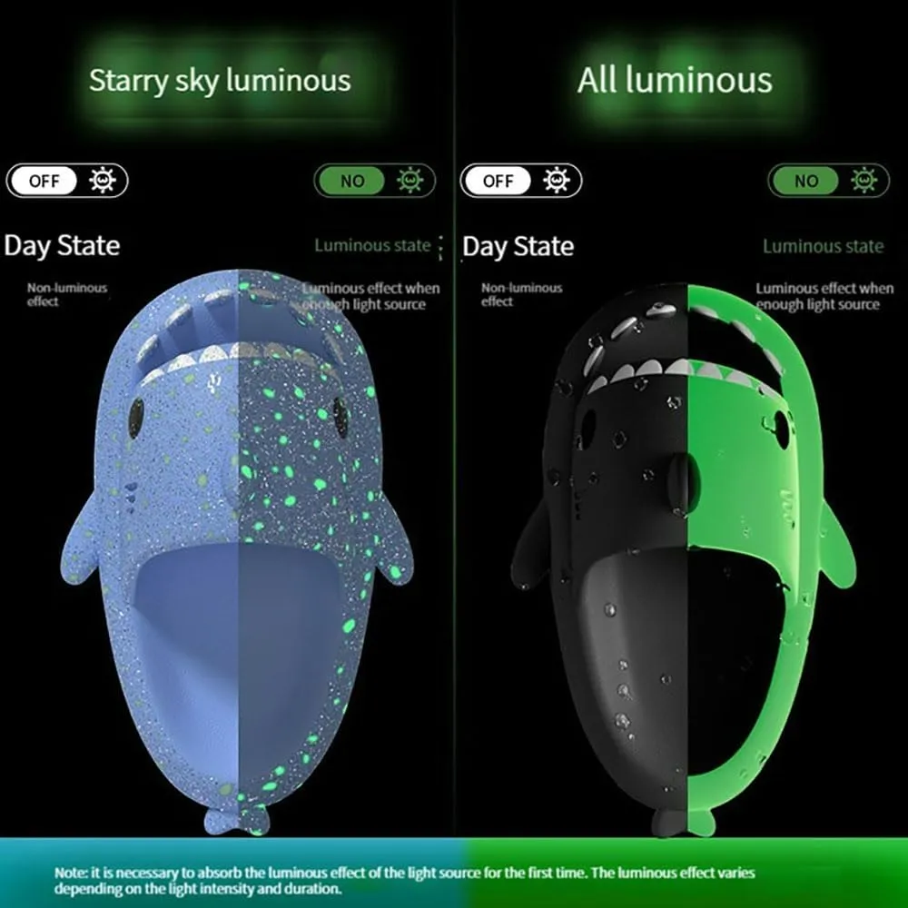 Miahhy Galaxy Shark Slides, Galaxy Shark Slides Glow in the Dark, Cloud Shark Slippers, Shark Flip Flops Non-slip Open Toe