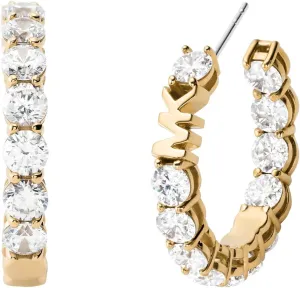 Michael Kors Brass And Cubic Zirconia Hoop Earrings for Women, Color: Gold (Model: MKJ7310710)