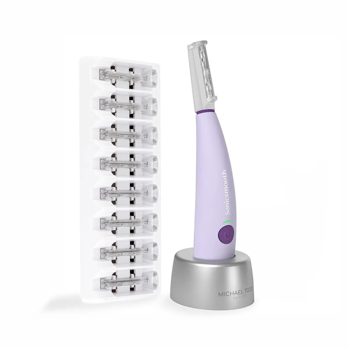 Michael Todd Beauty Sonicsmooth Dermaplane Razor for Women Face   Eyebrow trimmer Dermaplaning System - Peach Fuzz Remover - 8 Weeks of Dermaplaning Blades