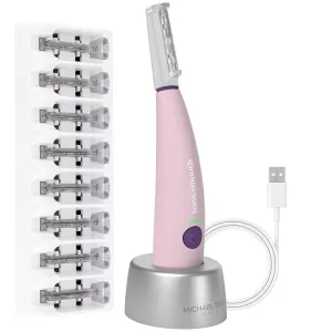 Michael Todd Beauty Sonicsmooth Dermaplane Razor for Women Face   Eyebrow trimmer Dermaplaning System - Peach Fuzz Remover - 8 Weeks of Dermaplaning Blades