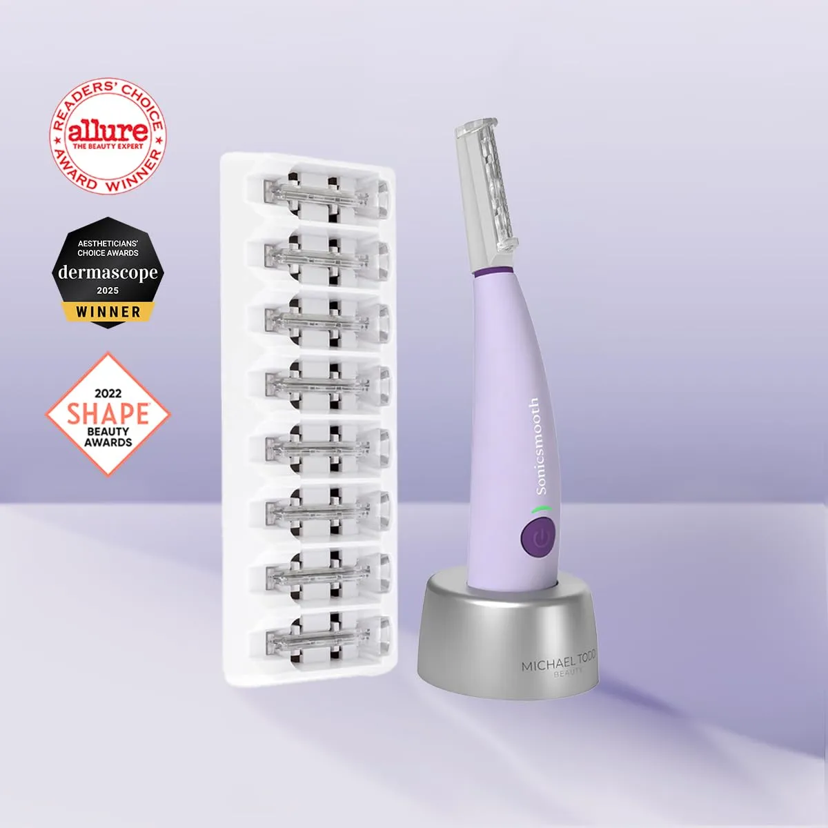 Michael Todd Beauty Sonicsmooth Dermaplane Razor for Women Face   Eyebrow trimmer Dermaplaning System - Peach Fuzz Remover - 8 Weeks of Dermaplaning Blades