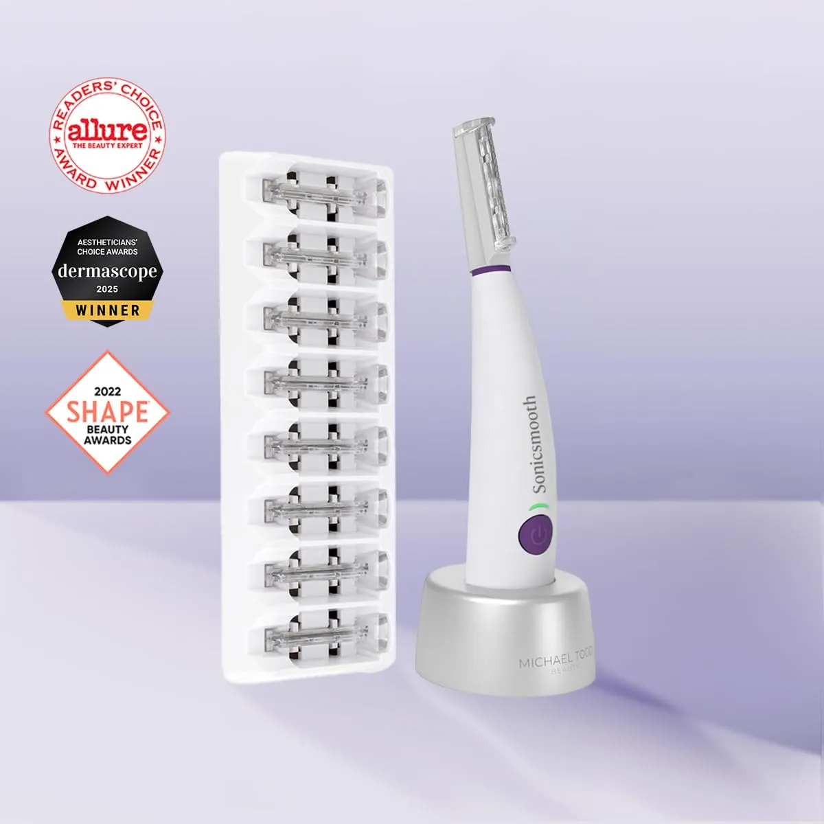 Michael Todd Beauty Sonicsmooth Dermaplane Razor for Women Face   Eyebrow trimmer Dermaplaning System - Peach Fuzz Remover - 8 Weeks of Dermaplaning Blades