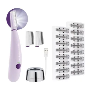 Michael Todd Beauty Sonicsmooth Pro  Dermaplane Razor for Women Face   Eyebrow trimmer Dermaplaning System w/LED Light Peach Fuzz Remover -16 Dermaplaning Blades & 2 Microsmooth Microdermabrasion Tips