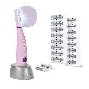 Michael Todd Beauty Sonicsmooth Pro  Dermaplane Razor for Women Face   Eyebrow trimmer Dermaplaning System w/LED Light Peach Fuzz Remover -16 Dermaplaning Blades & 2 Microsmooth Microdermabrasion Tips