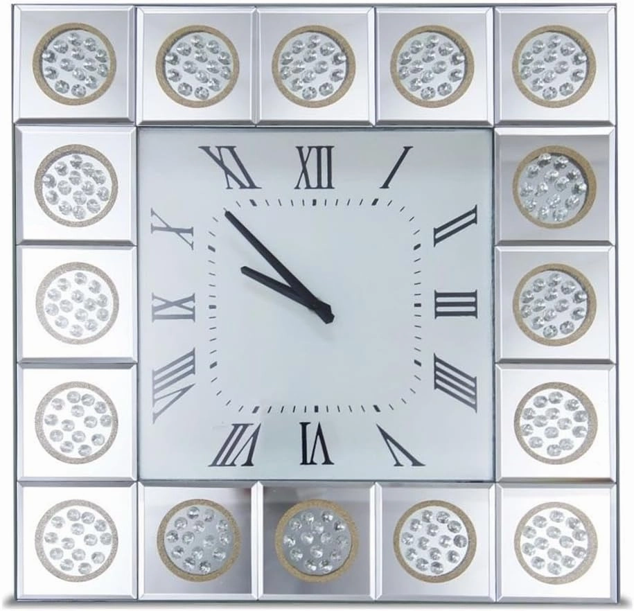 MICHAEL AMINI Montreal Square Wall Clock with Crystal Accents