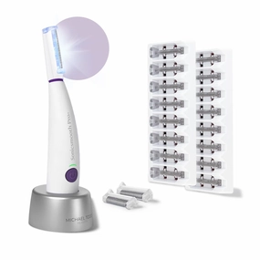 Michael Todd Beauty Sonicsmooth Pro  Dermaplane Razor for Women Face   Eyebrow trimmer Dermaplaning System w/LED Light Peach Fuzz Remover -16 Dermaplaning Blades & 2 Microsmooth Exfoliation Tips