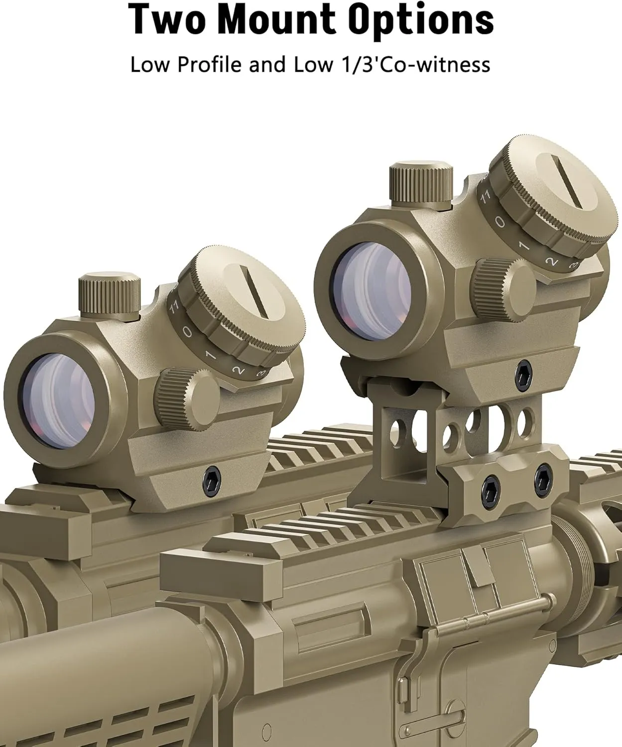 MidTen 2MOA Red Dot Sight 1x25mm Reflex Sight Waterproof & Shockproof & Fog-Proof Red Dot Scope with 1 inch Riser Mount