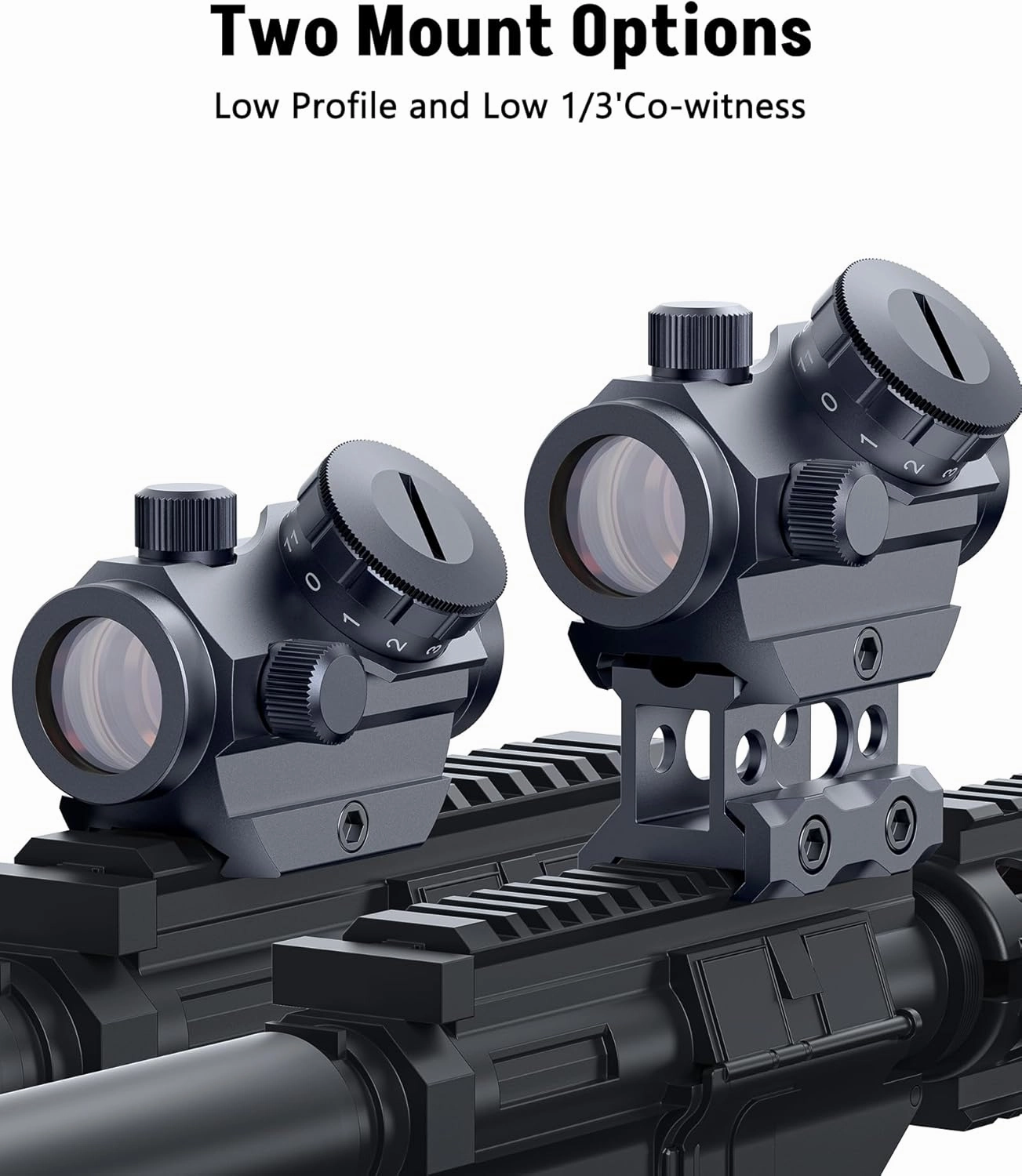 MidTen 2MOA Red Dot Sight 1x25mm Reflex Sight Waterproof & Shockproof & Fog-Proof Red Dot Scope with 1 inch Riser Mount
