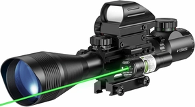 MidTen Riflescope Combo 4-12x50EG Dual Illuminated Optics & IIIA/2MW Laser Sight & 4 Holographic Reticle Red/Green Dot Sight & 20mm Scope Mount