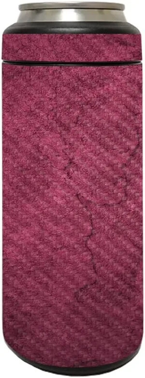 MightySkins Carbon Fiber Skin Compatible with YETI Rambler 12 OZ Colster Slim Can - Pink Gravel | Protective, Durable Textured Carbon Fiber Finish | Easy to Apply and Change Styles | Made in The USA