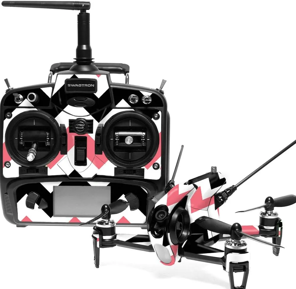 MightySkins Skin Compatible with Swagtron SwagDrone 150-UP - Black Pink Chevron | Protective, Durable, and Unique Vinyl Decal wrap Cover | Easy to Apply, Remove, and Change Styles | Made in The USA