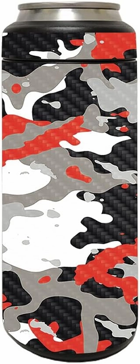 MightySkins Carbon Fiber Skin Compatible with YETI Rambler 12 OZ Colster Slim Can - Red Camo | Protective, Durable Textured Carbon Fiber Finish | Easy to Apply and Change Styles | Made in The USA