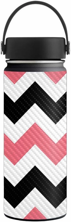 MightySkins Carbon Fiber Skin for 18 oz. Wide Mouth - Black Pink Chevron | Protective, Durable Textured Carbon Fiber Finish | Easy to Apply, Remove, and Change Styles | Made in The USA