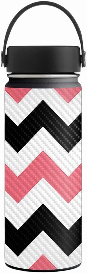 MightySkins Carbon Fiber Skin for 18 oz. Wide Mouth - Black Pink Chevron | Protective, Durable Textured Carbon Fiber Finish | Easy to Apply, Remove, and Change Styles | Made in The USA