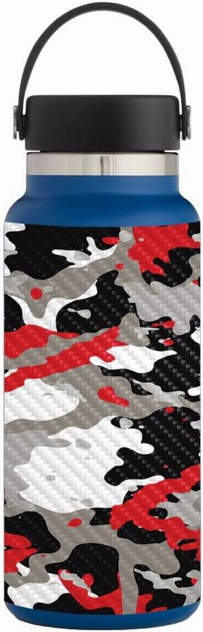 MightySkins Carbon Fiber Skin for Hydro Flask 32 oz. Wide Mouth - Red Camo | Protective, Durable Textured Carbon Fiber Finish | Easy to Apply, Remove, and Change Styles | Made in The USA