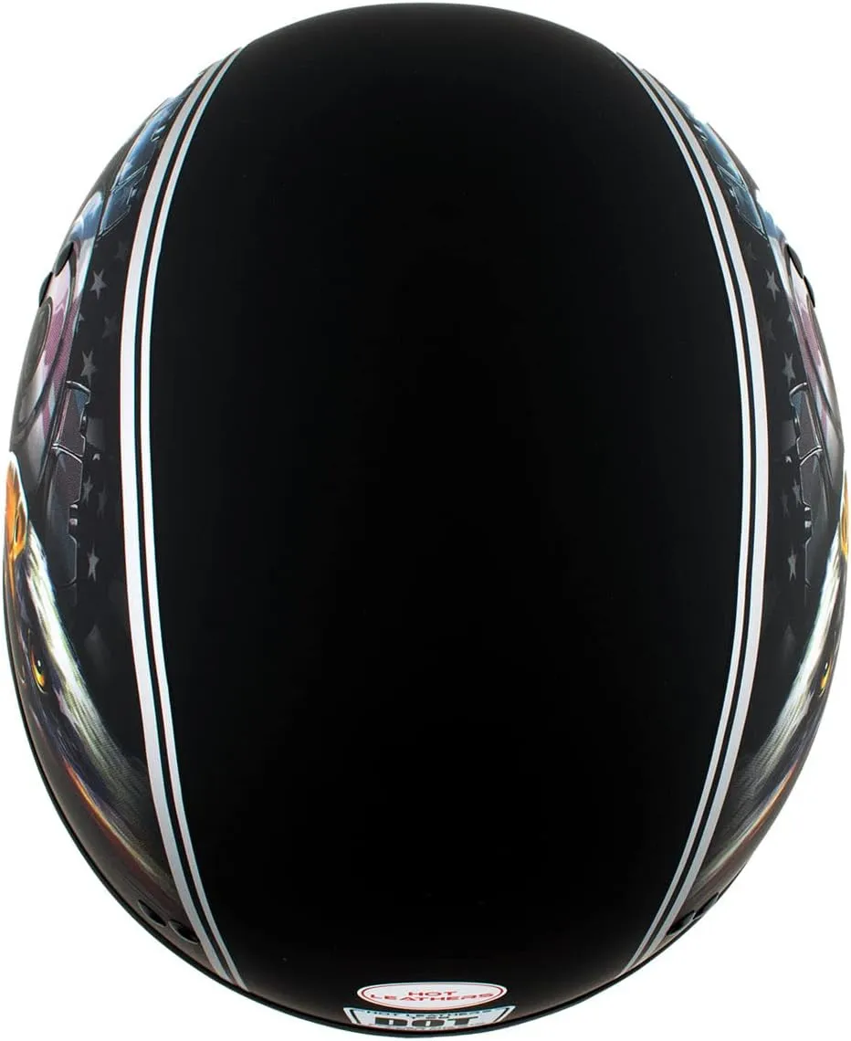 Milwaukee Leather Hot Leathers HLD1023 'V-Twin Eagle' Flat Black Motorcycle DOT Skull Cap Half Helmet for Men and Women Biker - X-Large