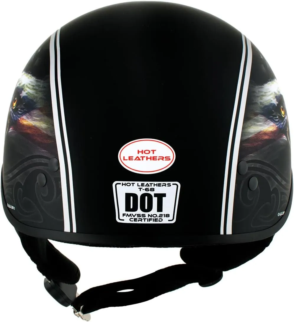 Milwaukee Leather Hot Leathers HLD1023 'V-Twin Eagle' Flat Black Motorcycle DOT Skull Cap Half Helmet for Men and Women Biker - X-Large