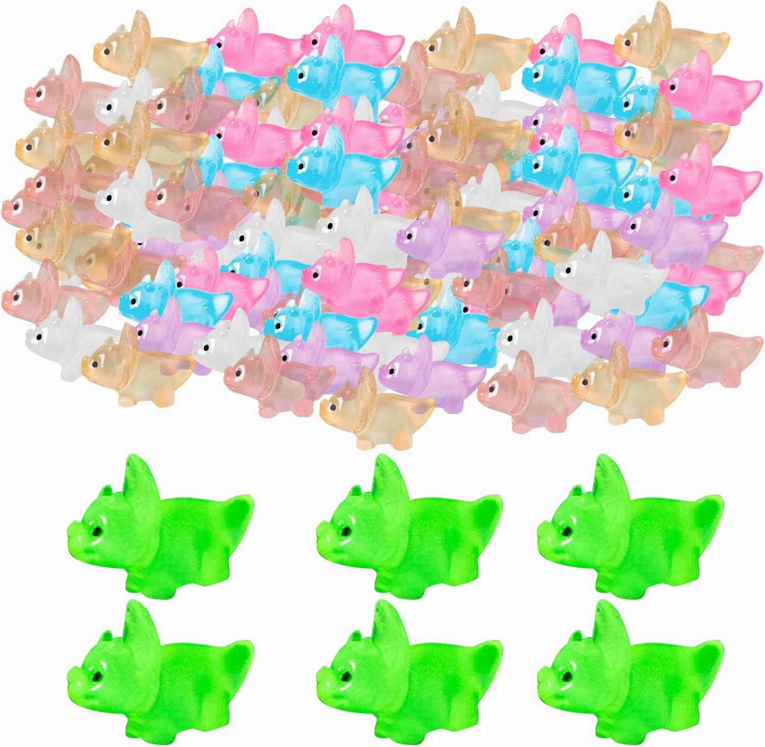 Mini Dinosaur Figures 96Pcs Cute Cartoon Luminous DIY Decorative Mini Dinosaurs Tiny Dinosaur Figures for Bonsai Aquarium Dollhouse Tabletop, Mini Dinosaur Figures