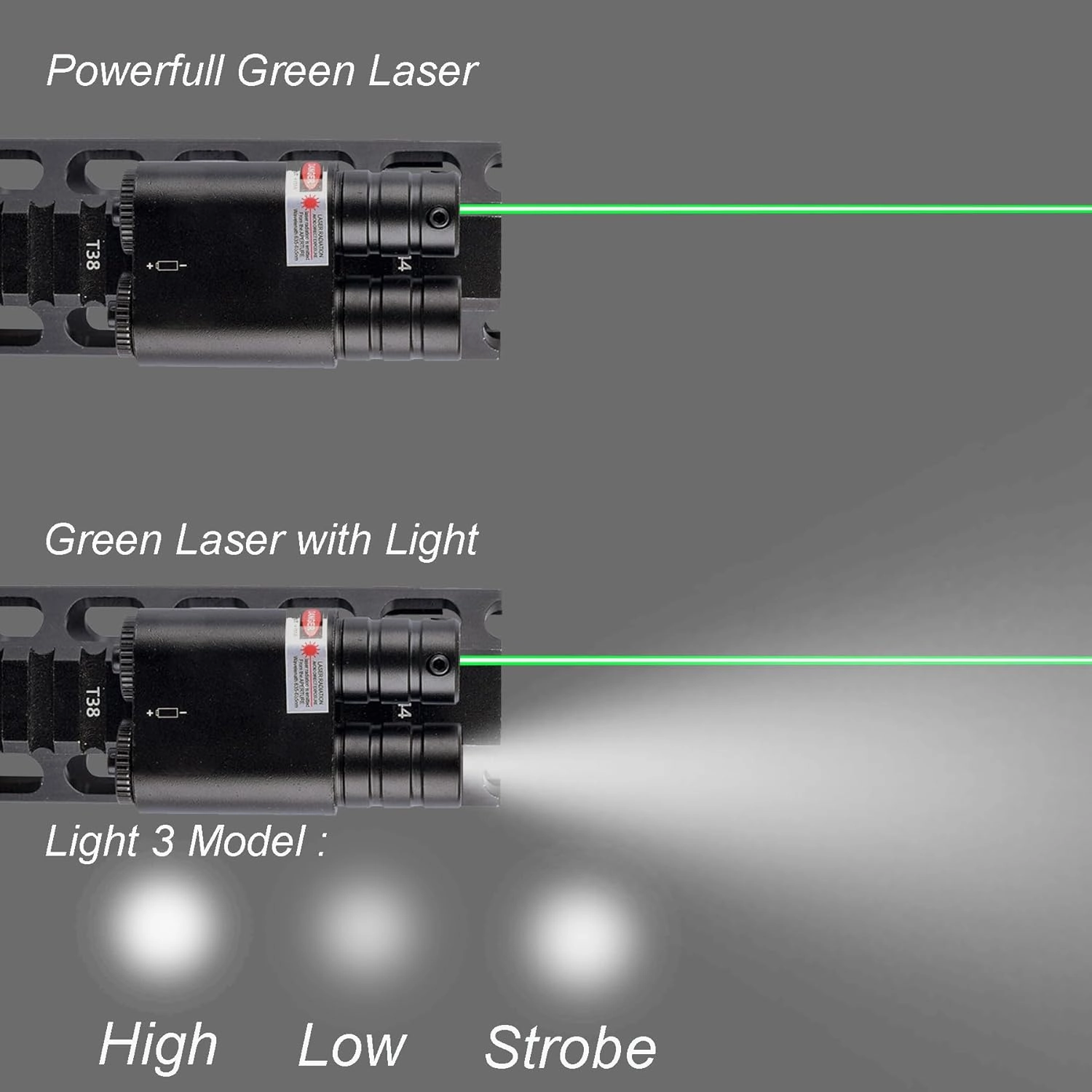Mini Rifle Combo Red Green Laser Sight Pistol 500 Lumen Flashlight Gun Beam Handgun Weaponlight for 20mm Picatinny Rail Mount Airsoft