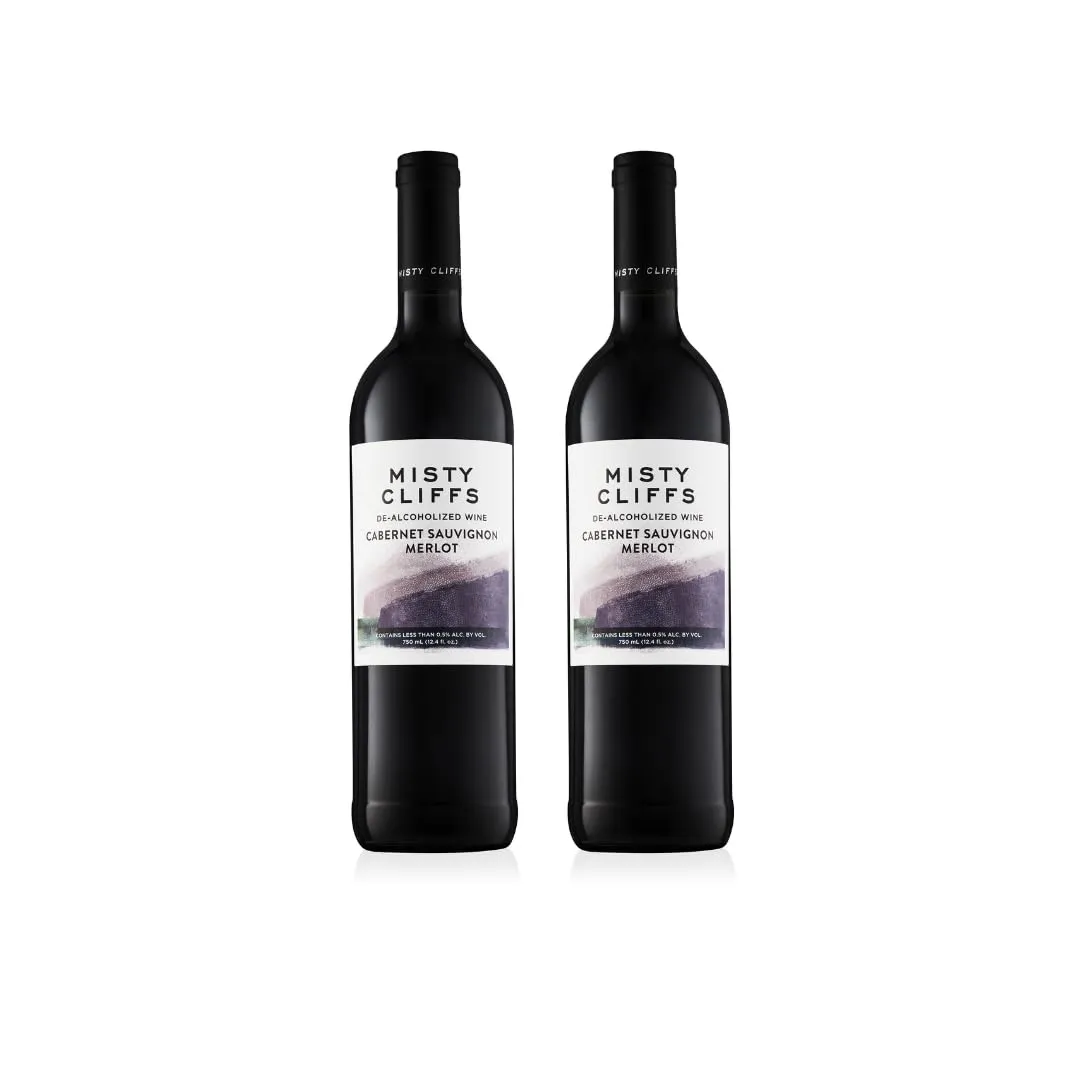 Misty Cliffs Premium Non-Alcoholic Cabernet Sauvignon Merlot Wine (2 Pack)